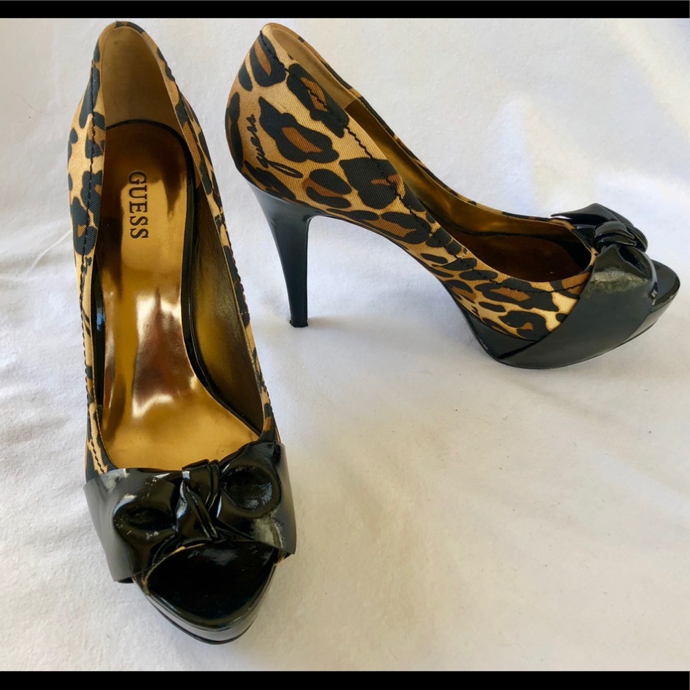 Guess Leopard Skin Peep Toe Heel